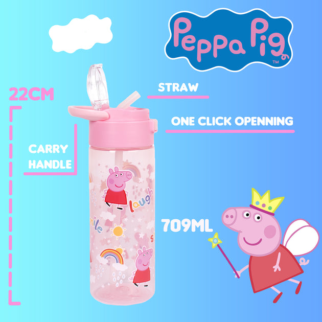 4022-1663: 500ml Peppa Pig Reusable Water Bottle with Flip Straw