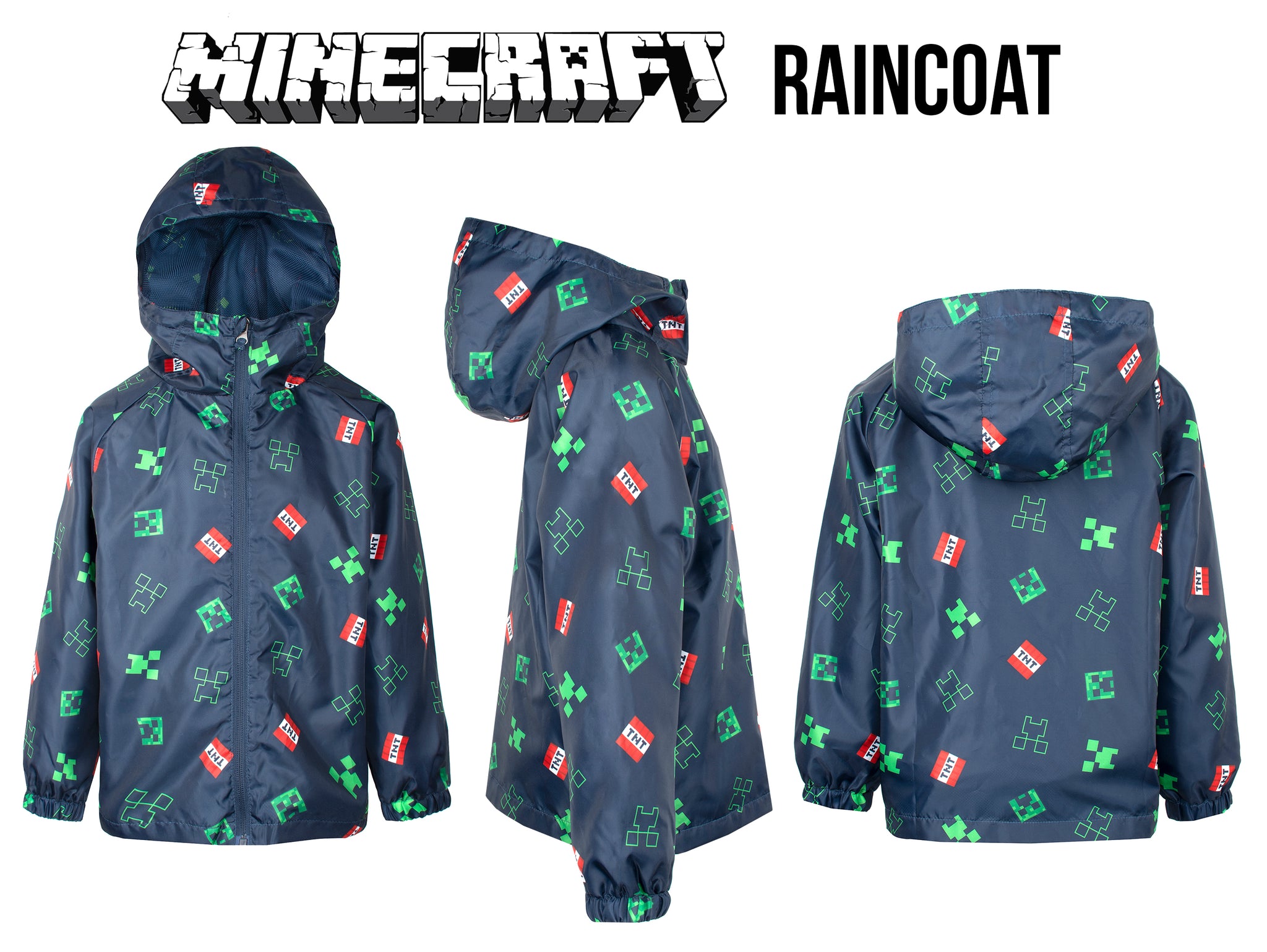 Minecraft Waterproof Jacket Navy Blue Fringoo