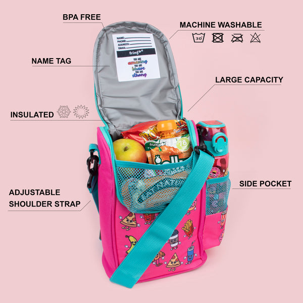 Fringoo Kids Personalised Lunch Bag Large Capacity Strap Thermal