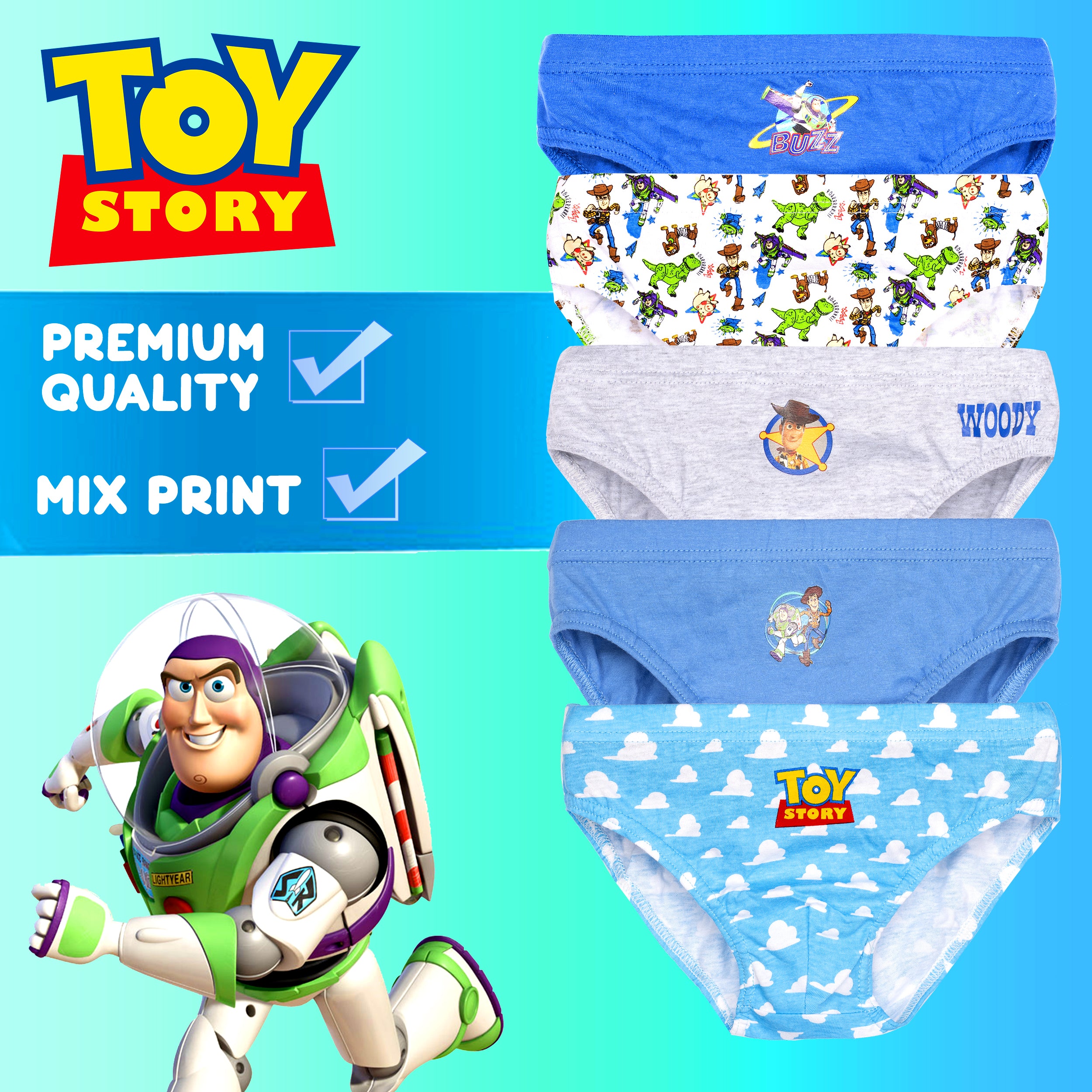 Disney Toy Story Woody; Buzz Lightyear Underwear Briefs, 5 Pack