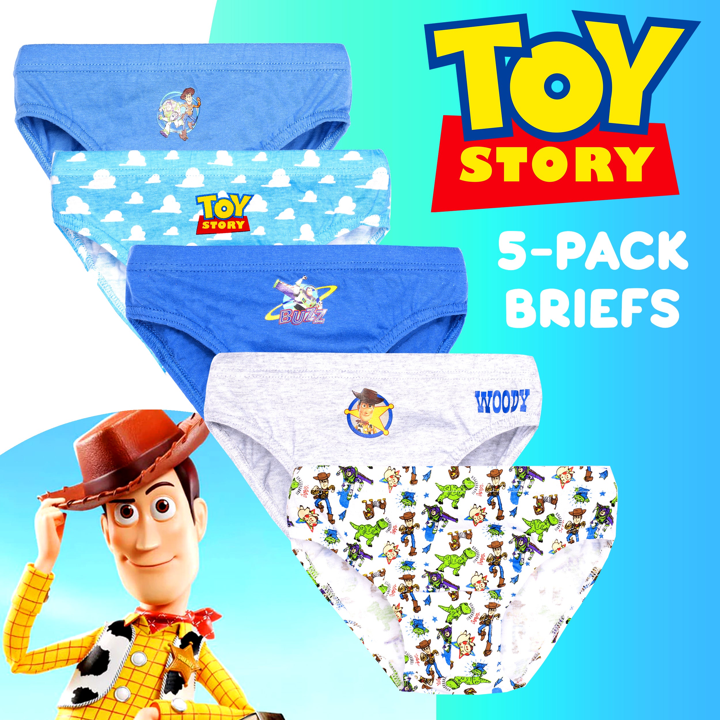 Disney Toy Story 4 Underwear 5 Pack Briefs Boy's Size 8 New Woody