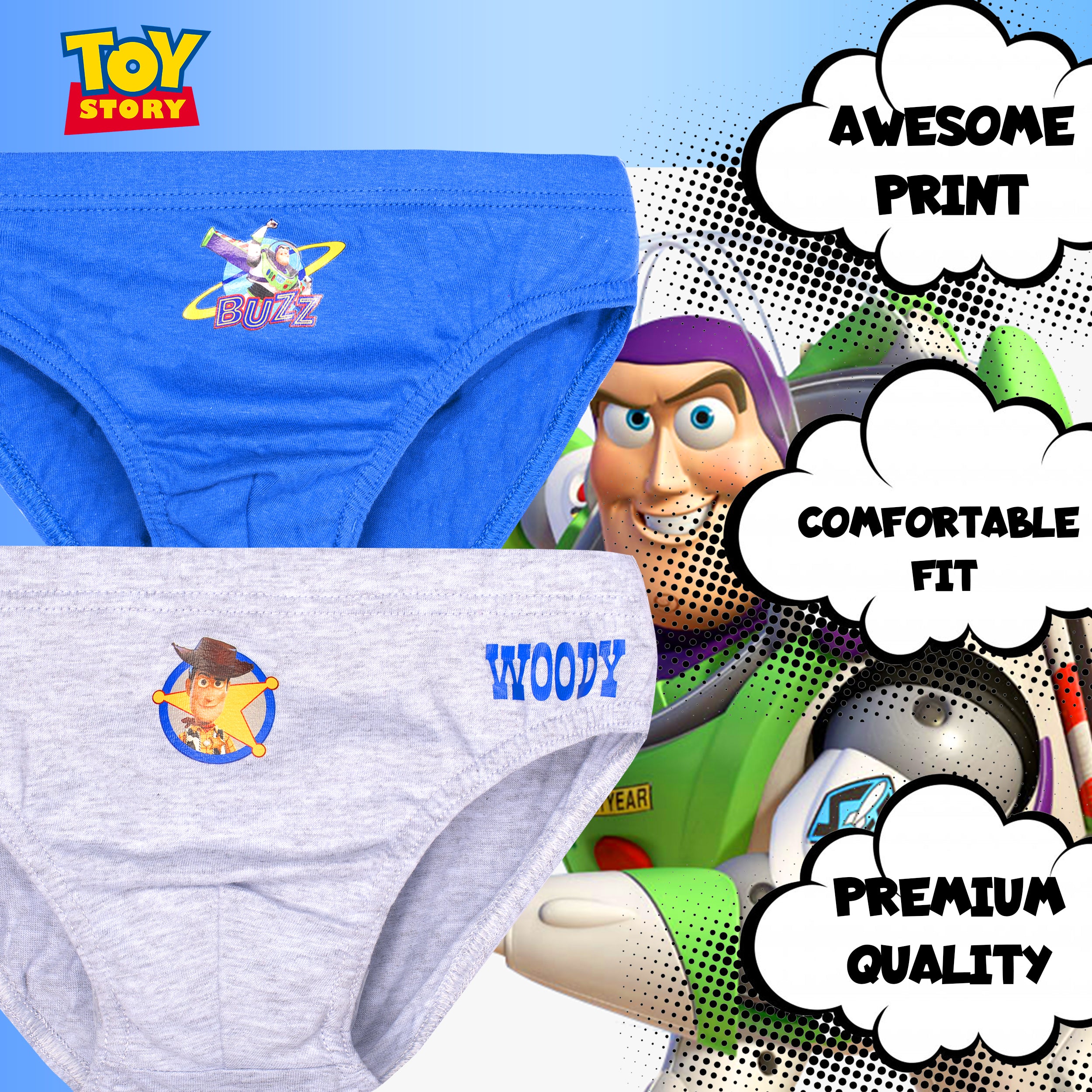 Disney Toy Story 4 Underwear 5 Pack Briefs Boy’s Size 8 New Woody Buzz  Lightyear